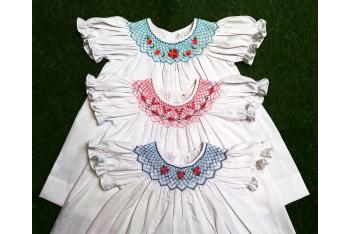 BÁN SỈ ÁO ĐẦM BÉ GÁI THÊU TAY
